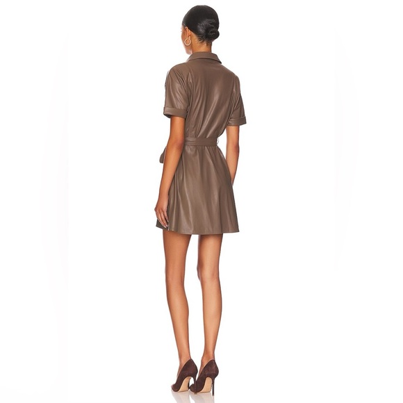 HEARTLOOM Soho Vegan Leather Mini Dress in Coco Brown - Picture 2 of 11